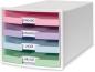 Preview: Han schubladenbox impuls a4/c4 1013-129 weiss/pastell, 4 schubladen - Han-1013-129-4012473120129