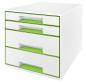 Preview: Leitz schubladenbox wow cube a4 5213-20-54 weiss/grün, 4 schubladen - Leitz-5213-20-54-4002432115396