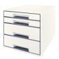 Preview: Leitz schubladenbox wow cube a4 52132001 weiss/grau, 4 schubladen - Leitz-52132001-4002432115334