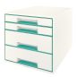 Preview: Leitz schubladenbox wow cube a4 52132051 weiss/eisblau, 4 schubladen - Leitz-52132051-4002432115372