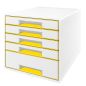 Preview: Leitz schubladenbox wow cube a4 5214-20-16 weiss/gelb, 5 schubladen - Leitz-5214-20-16-4002432121618