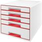 Preview: Leitz schubladenbox wow cube a4 5214-20-26 weiss/rot, 5 schubladen - Leitz-5214-20-26-4002432135189