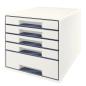 Preview: Leitz schubladenbox wow cube a4 52142001 weiss/grau, 5 schubladen - Leitz-52142001-4002432115402