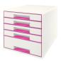 Preview: Leitz schubladenbox wow cube a4 52142023 weiss/pink, 5 schubladen - Leitz-52142023-4002432115419