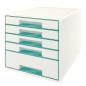 Preview: Leitz schubladenbox wow cube a4 52142051 weiss/eisblau, 5 schubladen - Leitz-52142051-4002432115440