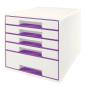 Preview: Leitz schubladenbox wow cube a4 52142062 weiss/violett, 5 schubladen - Leitz-52142062-4002432115457
