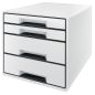 Preview: Leitz schubladenbox wow cube a4 5252-10-01 weiss/schwarz, 4 schubladen - Leitz-5252-10-01-4002432115471