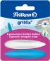 Preview: Pelikan radiergummi griffix 605311 blau/weiss 2 stück - Pelikan-605311-4012700605313