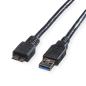Preview: Roline usb-a-micro b, datenkabel 11.02.8873 black, st/st, 3.2 gen1 0.8m - Roline-11028873-7611990125456