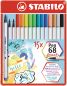 Preview: Stabilo fasermaler pen 68 brush 568/15-32 ass. 15 stück metalletui - Stabilo-568-15-32-4006381554343