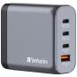 Preview: Verbatim charger 140w gan grey 32203 3xusb-c 1xusb-a +adapter uk/us - Verbatim-32203-0023942322030