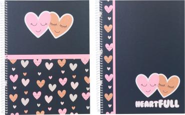 ANCOR Spiralbuch Hardcover A5 118315 B'LOG HEARTS,kariert 80 Blatt