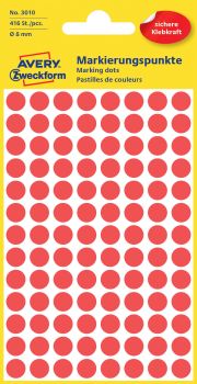AVERY ZWECKFORM Markierungspunkte 8mm 3010 rot 416 Stück