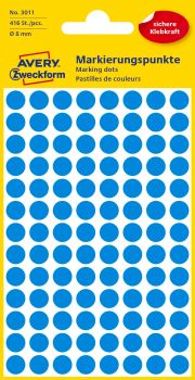 AVERY ZWECKFORM Markierungspunkte 8mm 3011 blau 416 Stück