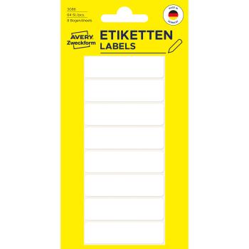 Avery zweckform etiketten 50×14mm 3086 weiss 64 stück - Avery-zweckform-3086-4004182030868