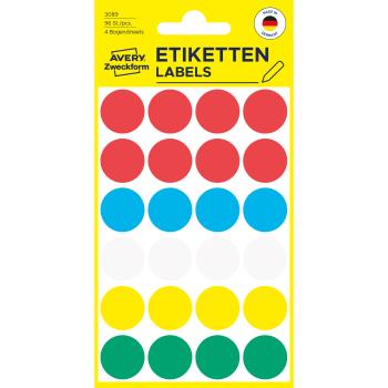 Avery zweckform markierungspunkte 18mm 3089 ass. 96 stück - Avery-zweckform-3089-4004182030899
