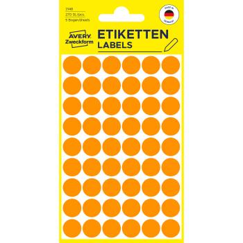 Avery zweckform markierungspunkte 12mm 3148 orange 270 stück - Avery-zweckform-3148-4004182031483