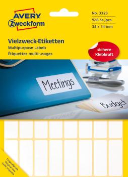 AVERY ZWECKFORM Universal-Etiketten 38x14mm 3323 weiss 928 St./29 Bl.