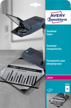 Avery zweckform overhead-folie a4 3562 0.10mm laser 25 blatt - Avery-zweckform-3562-4004182035627
