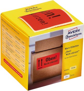 AVERY ZWECKFORM Warnetiketten 100x50mm 7214 neonrot 200 Stück