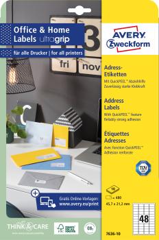 Avery zweckform etiketten 21.2x45.7mm 7636-10 weiss, perm. 10 blatt/48 stk. - Avery-zweckform-7636-10-4004182376362-05.jpg