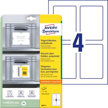 AVERY ZWECKFORM Träger-Etiketten 120x80mm 8001-5 hellgrau 20 Stk./5 Blatt