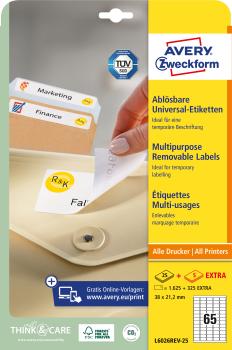 AVERY ZWECKFORM Universal-Etiketten 381x212mm L6026REV-25 weiss 30 Blatt