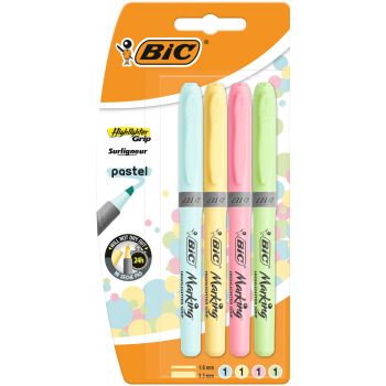 Bic textmarker pastel 1.6-3.3mm 964859 4 farben - Bic-964859-3086123538474