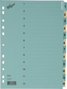 BÜROLINE Kartonregister A4 40550 blau/beige 1-12