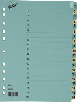 BÜROLINE Kartonregister A4 40552 blau/beige 1-20