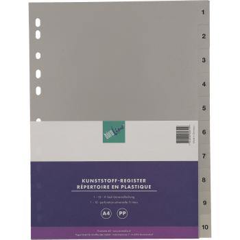 BÜROLINE Register PP A4 40936 grau 1-10