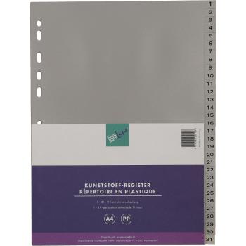 BÜROLINE Register PP A4 40945 grau 1-31