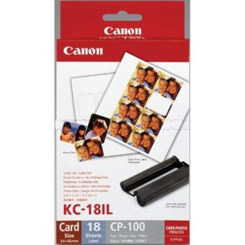CANON Farbtinte/Kleberset 8,6x5,4cm KC18IL CP 100 (Mini-Sticker) 18 Blatt