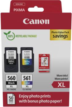 CANON Photo Value Pack XL CMYBK PGCL560/1 PIXMA TS5350 4x6 GP-501 50Bl.