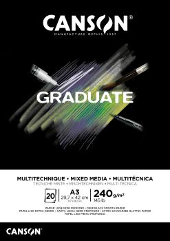 CANSON Graduate Mixed Media A3 31250P018 20 Blatt, schwarz, 240g