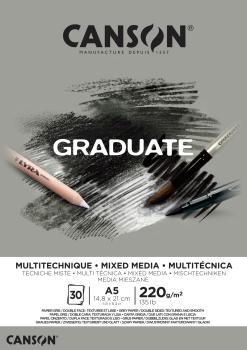 CANSON Graduate Mixed Media A5 400110370 20 Blatt, grau, 220g