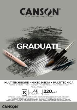 CANSON Graduate Mixed Media A3 400110372 20 Blatt, grau, 220g