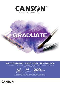 CANSON Graduate Mixed Media A4 400110377 20 Blatt, weiss, 200g
