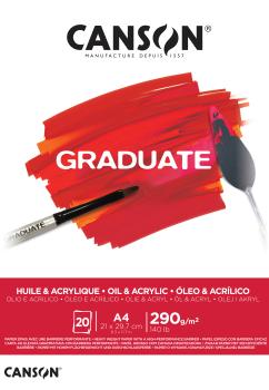 CANSON Graduate Öl und Acryl A4 400110380 20 Blatt, weiss, 290g