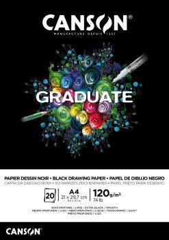 CANSON Graduate Zeichenpapier A4 400110386 20 Blatt, schwarz, 120g