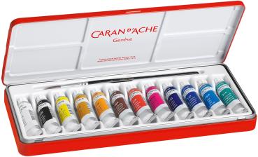 Caran d'ache deckfarbe gouache 2001.312 12 tuben metallbox, pinsel - Caran-dache-2001.312-7630002306157-03.jpg