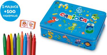Carioca fasermaler metallbox blau 42736/10 100 stück - Carioca-42736-10-8003511407360
