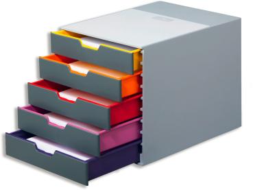 DURABLE Schubladenbox Varicolor 5 -C4 760527 farbige Griffe, 5 Schubladen