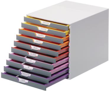 DURABLE Schubladenbox Varicolor 10 -C4 761027 farbige Griffe, 10 Schubladen