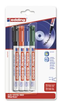 Edding cd/ dvd marker 8400 0.5-1mm 8400bli-1234 4 farben ass. blister - Edding-8400bli-1234-4004764828654