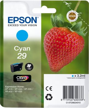 EPSON Tintenpatrone 29 cyan T298240 XP-235/335/435 180 Seiten