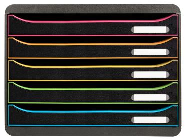 EXACOMPTA Schubladenbox Big-Box Plus 308914D schwarz/Harlekin, 5 Schubl.