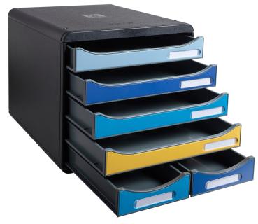 EXACOMPTA Schubladenbox BeeBlue A4+ 3124202D Big Box Maxi, 6 Schubladen