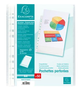EXACOMPTA Zeigetaschen PP 50my A4 5150E transparent genarbt 50 Stück