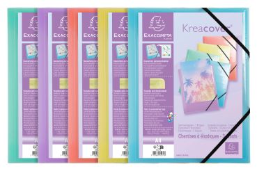 EXACOMPTA Gummibandmappe Aquarel A4 55279E PP ass.